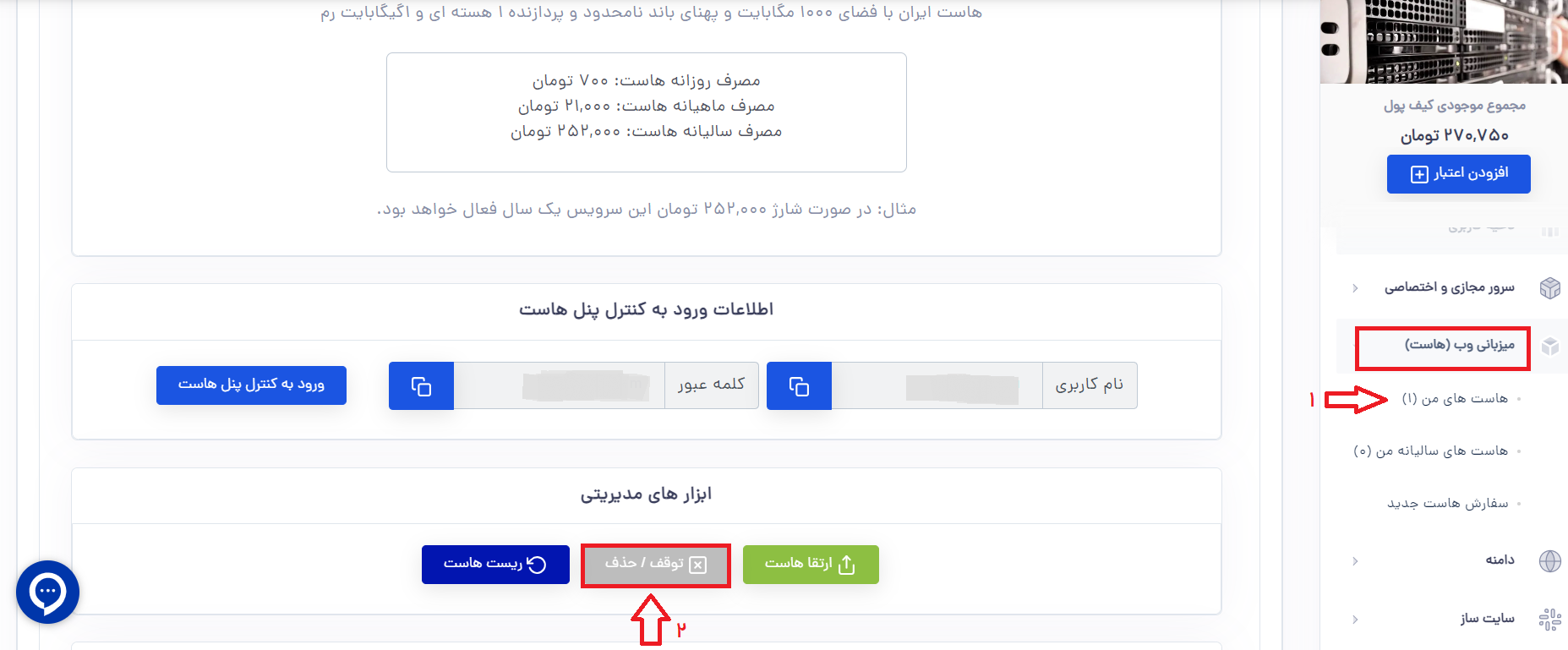 حذف هاست