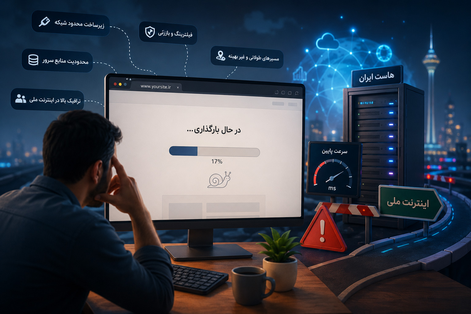 دلایل کندی سایت‌ها روی هاست ایران در اینترنت ملی