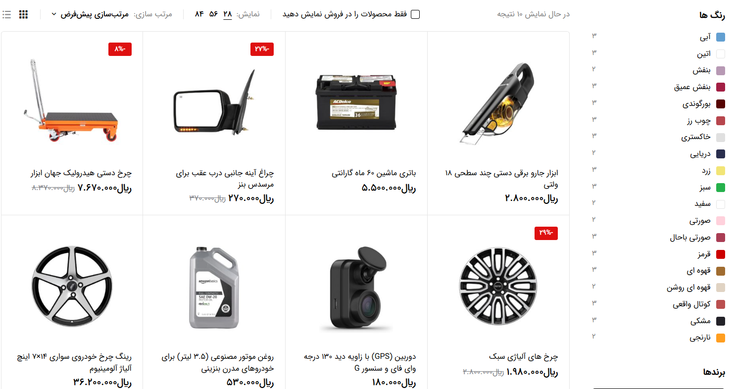 قالب وردپرس فروش قطعات ماشین